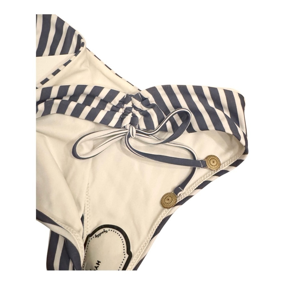 Tigerlily Devina Pomonia Striped Low-Rise Bikini Briefs In Navy Stripe Nwt — image 4 of 6